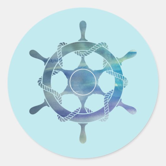 Nautical Wheel Ocean Party Dank je Stickers (Voorkant)