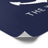 Nautical White Anchor and Custom Name on Navy Blue Poster (Hoek)