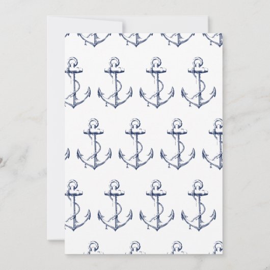 Nautical White Anchor Baby shower Kaart (Achterkant)