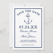 Nautical White Anchor Classic Save the Date Kaart (Voorkant)