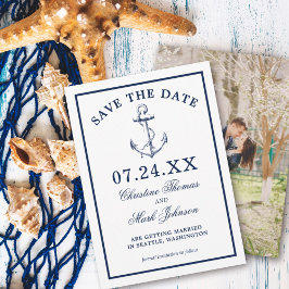 Nautical White Anchor Classic Save the Date Kaart
