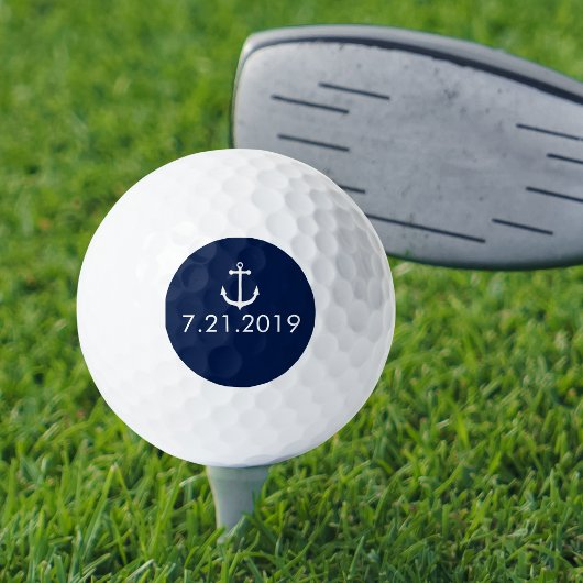 Nautical White Anchor Jouw tekst/datum Aangepast Golfballen
