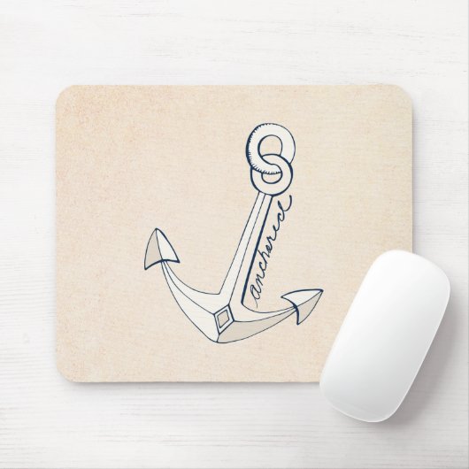 Nautical White Anchor Muismat (Met muis)