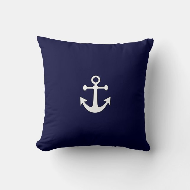 Nautical White Anchor on Navy Red Sierkussen (Voorkant)