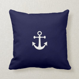 Nautical White Anchor on Navy Red Sierkussen