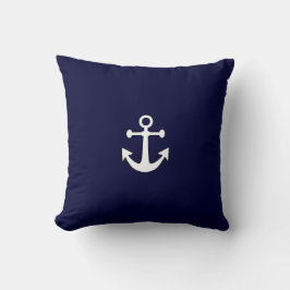 Nautical White Anchor on Navy Sierkussen