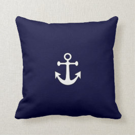 Nautical White Anchor on Navy Sierkussen