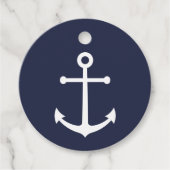 Nautical White Anchor op Navy Blue Bedankjes Labels (Voorkant)