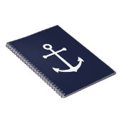 Nautical White Anchor op Navy Blue Notitieboek (Rechterzijde)
