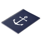 Nautical White Anchor op Navy Blue Notitieboek (Linkerzijde)