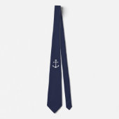 Nautical White Anchor op Navy Blue Stropdas (Voorkant)
