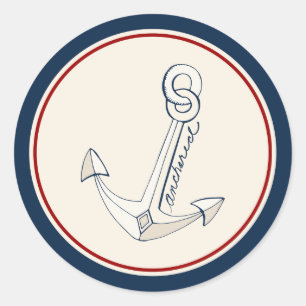 Nautical White Anchor Ronde Sticker