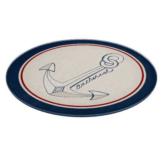 Nautical White Anchor Snijplank (Hoek)