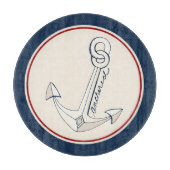 Nautical White Anchor Snijplank (Voorkant)