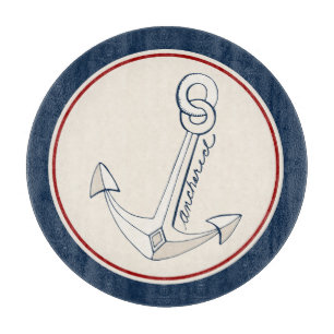 Nautical White Anchor Snijplank