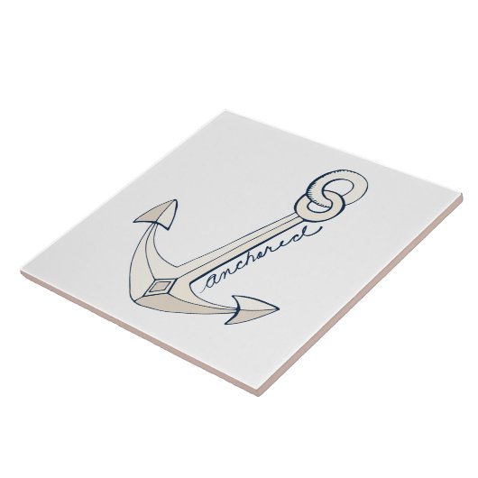 Nautical White Anchor Tegeltje (Zijkant)