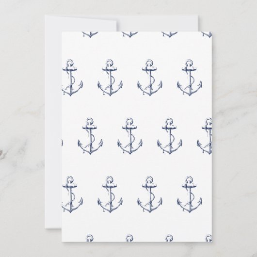Nautical White Anchor Vrijgezellenfeest Navy Kaart (Achterkant)
