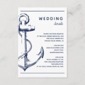 Nautical White Anchor Wedding Detail Informatiekaartje (Voorkant)