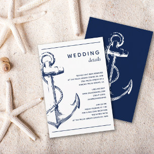 Nautical White Anchor Wedding Detail Informatiekaartje
