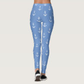 Nautical White Anchors on Cornflower Blue Leggings (Achterkant)