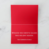 Nautical White Anchors on Red and Green Polka Dots Feestdagen Kaart (Binnen)