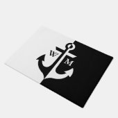 Nautical White and Black Anchor Monogram Doormat Deurmat (Schuin)