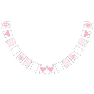 Nautical White and Pink Bunting Vlaggetjes