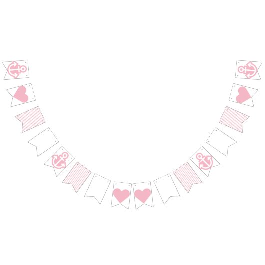 Nautical White and Pink Bunting Vlaggetjes (Alle)