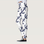 Nautical White & Blue Anchor Leggings (Links)