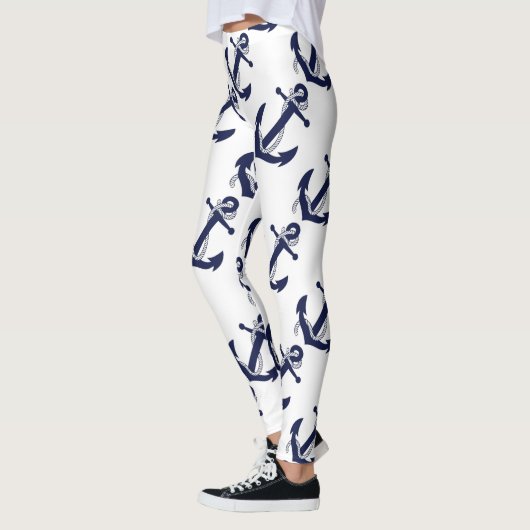Nautical White & Blue Anchor Leggings (Links)