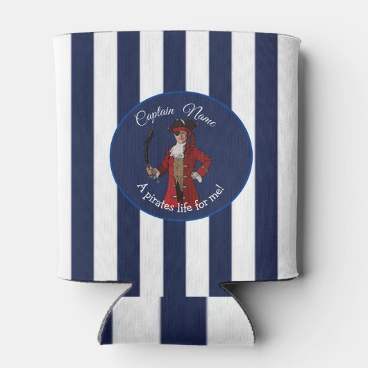 Nautical White Blue Boy Party Pirate Blikjeskoeler (Achterkant)