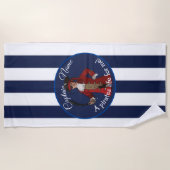 Nautical White Blue Boy Pirate Strandlaken (Voorkant)