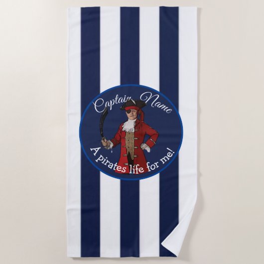 Nautical White Blue Boy Pirate Strandlaken (Voorkant)
