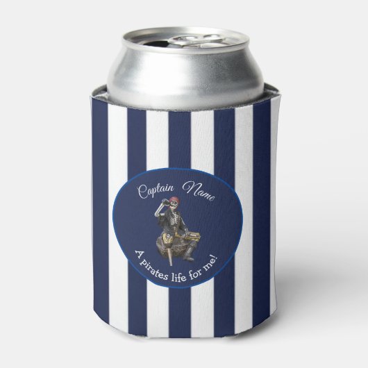 Nautical White Blue Rum Skeleton Koelbox Blikjeskoeler (Blikje Voorkant)