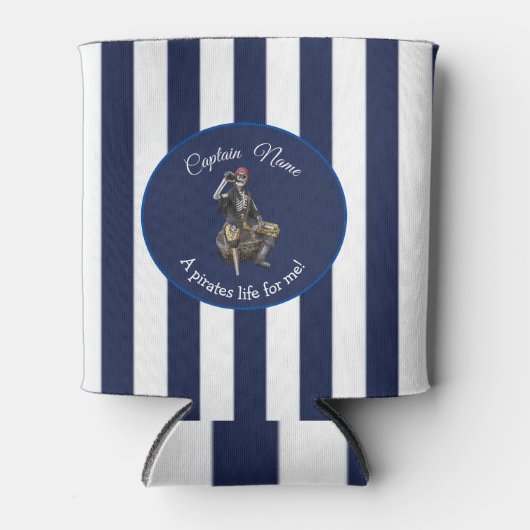 Nautical White Blue Rum Skeleton Koelbox Blikjeskoeler (Voorkant)