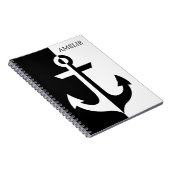 Nautical White en Black Anchor {kies uw kleur} Notitieboek (Rechterzijde)