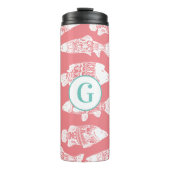 Nautical White Floral Fish | Monogram Thermosbeker (Voorkant)