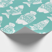 Nautical White Floral Patterned Fish Cadeaupapier (Hoek)