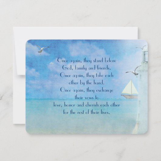 Nautical White Lighthouse vow vernieuwing Kaart (Voorkant)
