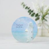 Nautical White Lighthouse Wedding Uitnodiging (Staand voorkant)