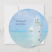 Nautical White Lighthouse Wedding Uitnodiging (Voorkant)