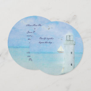 Nautical White Lighthouse Wedding Uitnodiging