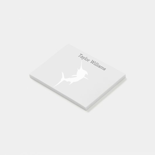 Nautical White Marlin Silhouette met naam Post-it® Notes (Schuin)