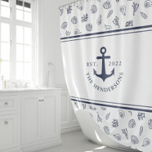 Nautical White Navy Blue Anchor Monogrammed