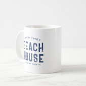Nautical White Navy Blue Family Name Beach House Koffiemok (Voorkant links)