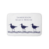 Nautical White Navy Blue Sandpipers Adres Doorma Badmat (Voorkant)