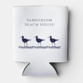 Nautical White Navy Blue Sandpipers strand house Blikjeskoeler (Voorkant)