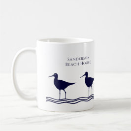 Nautical White Navy Blue Sandpipers strand house Koffiemok