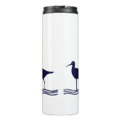 Nautical White Navy Blue Sandpipers strand house Thermosbeker (Achterkant)