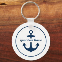 Nautical White Navy Personalized Boat Name Anchor